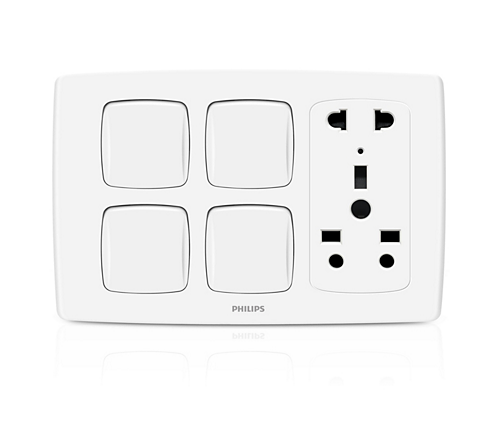 Philips LeafStyle  4 Switch + 1 Multi Socket - Barkat Trading Company